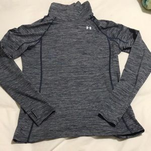 Women’s Sz XL Under Armour cold gear mock turtleneck top. Navy blue